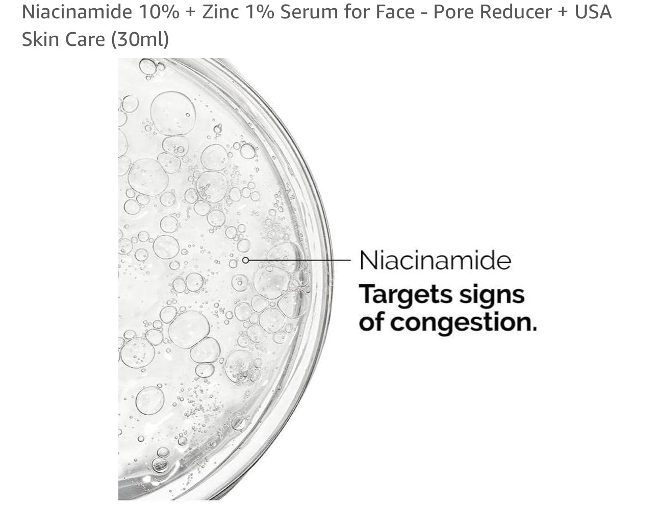 Niacinamide 10% + Zinc 1% Serum for Face - Pore Reducer + USA Skin Care (30ml)