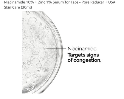 Niacinamide 10% + Zinc 1% Serum for Face - Pore Reducer + USA Skin Care (30ml)