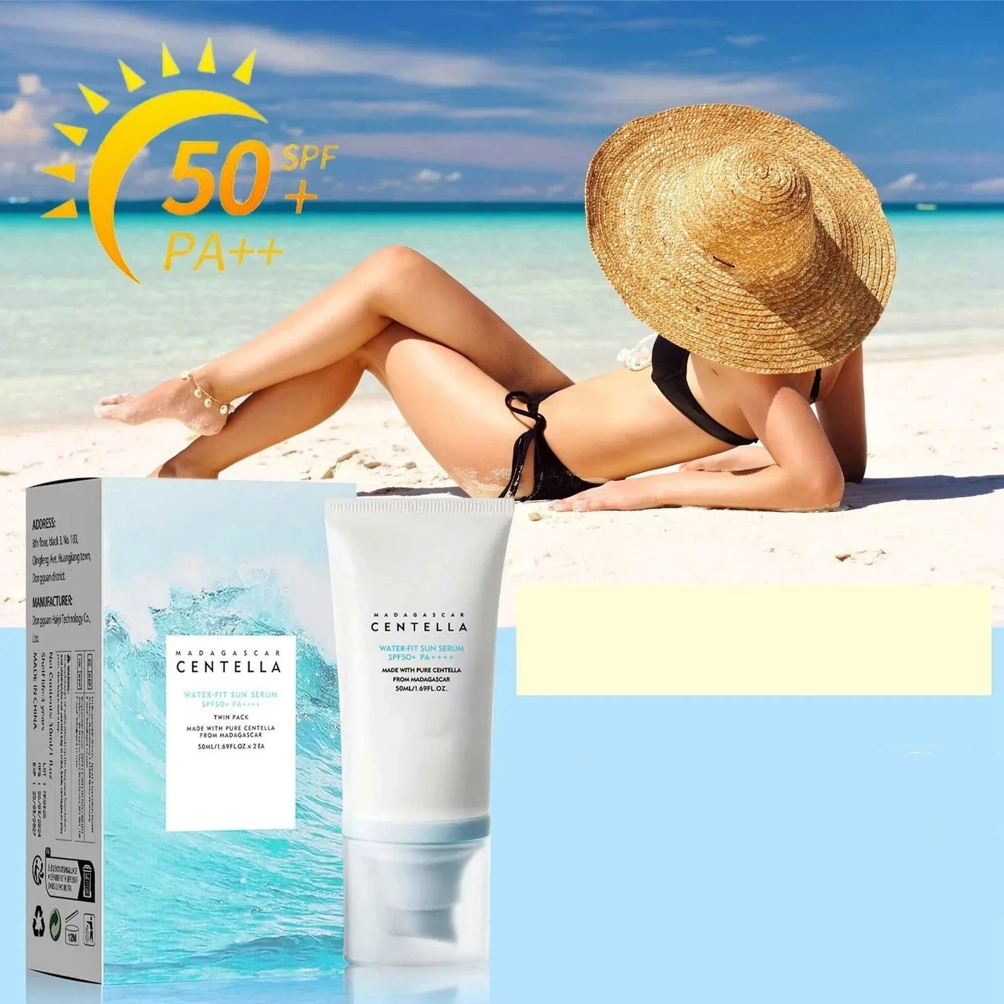 50+ Facial Sunscreen Centella Protector Solar Sunblock