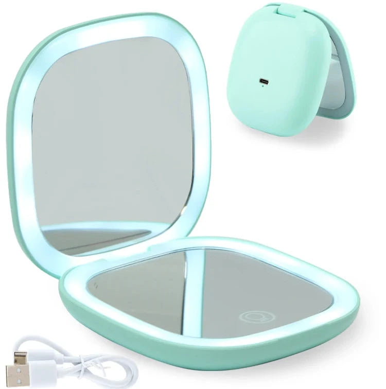 Rechargeable LED Compact Travel Makeup Mirror